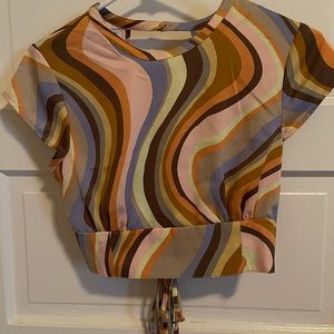 UO printed tie-back top